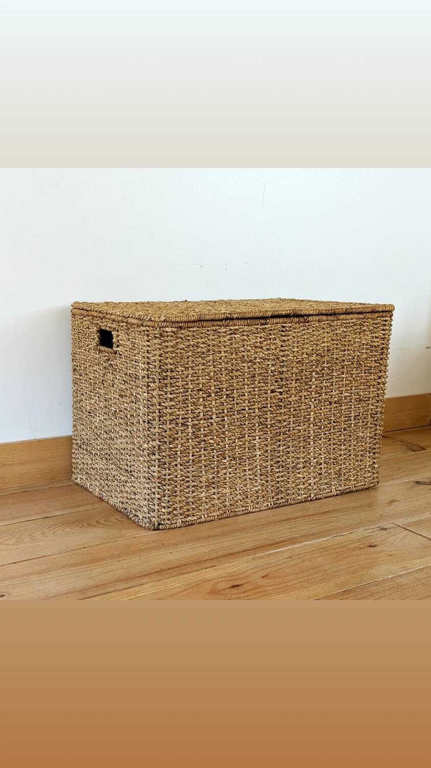 Vintage woven wicker trunk