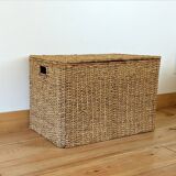 Vintage woven wicker trunk
