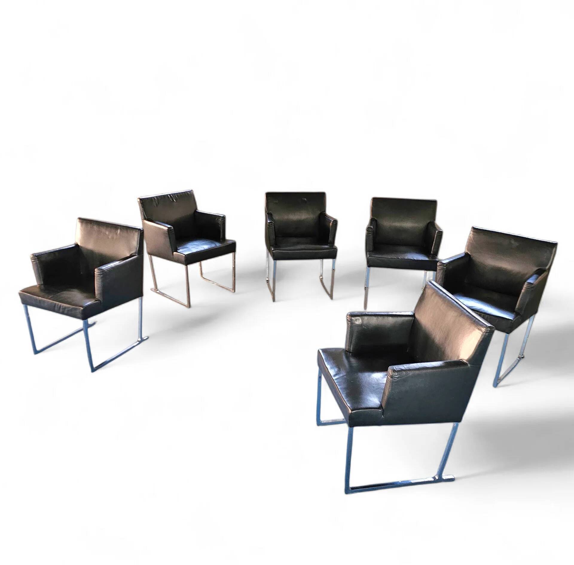 6 x Solo chair by Antonio Citterio for B&B Italia / Black leather