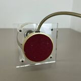 Postmodern Brass Acryl Glass Cubic Table Light, Italy 1970