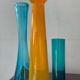 Trio of vintage glass paste vases