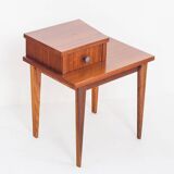 Vintage bedside table. Varnished wood. France, 1960s.