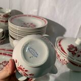 Art Deco pink earthenware service by Badonviller, porcelain, circa 1930