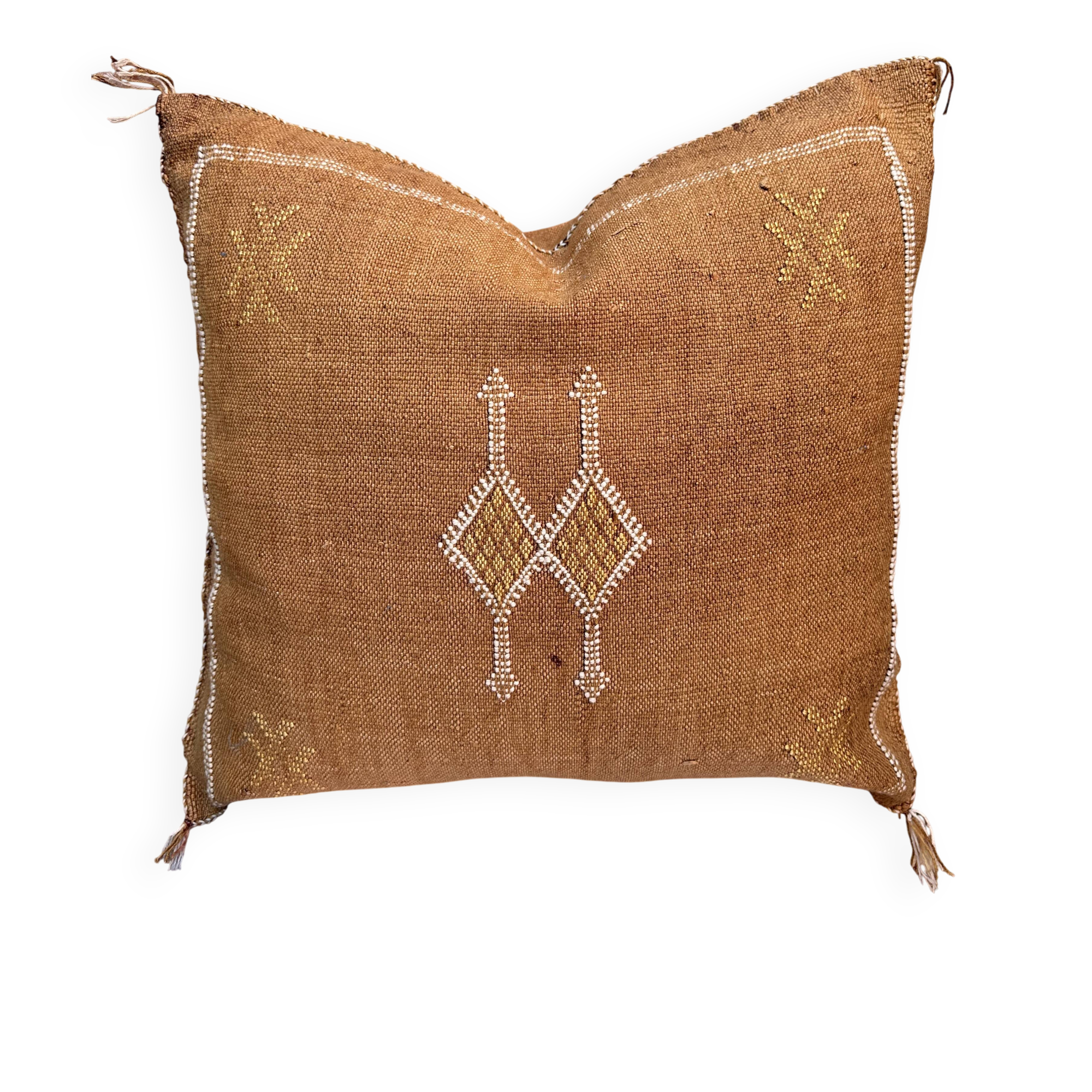 Handmade Moroccan silk cushion cover, cactus pattern