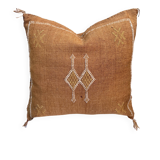 Handmade Moroccan silk cushion cover, cactus pattern