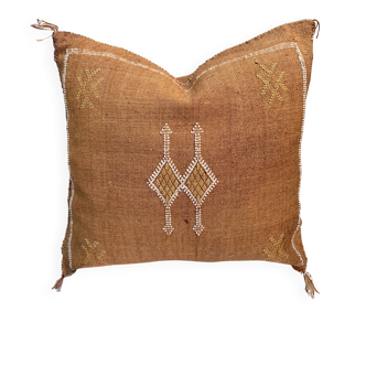 Handmade Moroccan silk cushion cover, cactus pattern