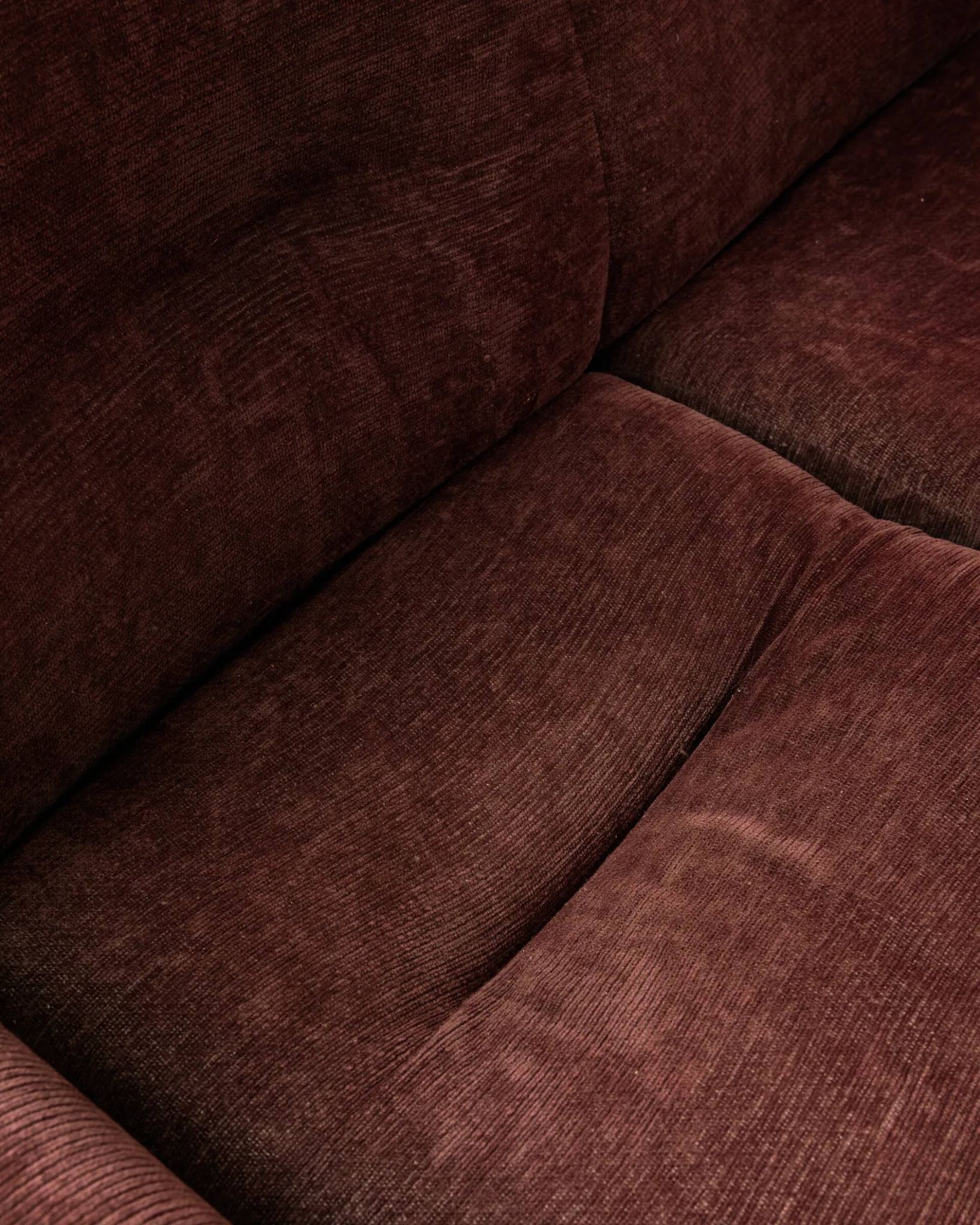 Brown velvet and chrome sofa, designed by Adriano Piazzesi, Italy, 1980s.
