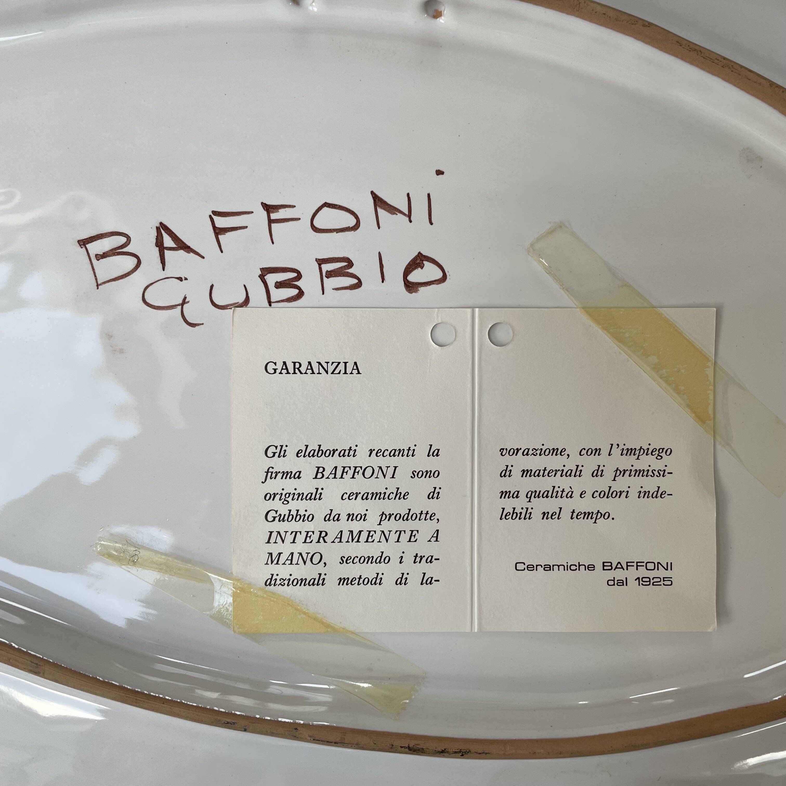 Grand plat décoratif de Baffoni Gubbio Italie