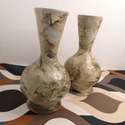 Pair of hand-painted terracotta vases