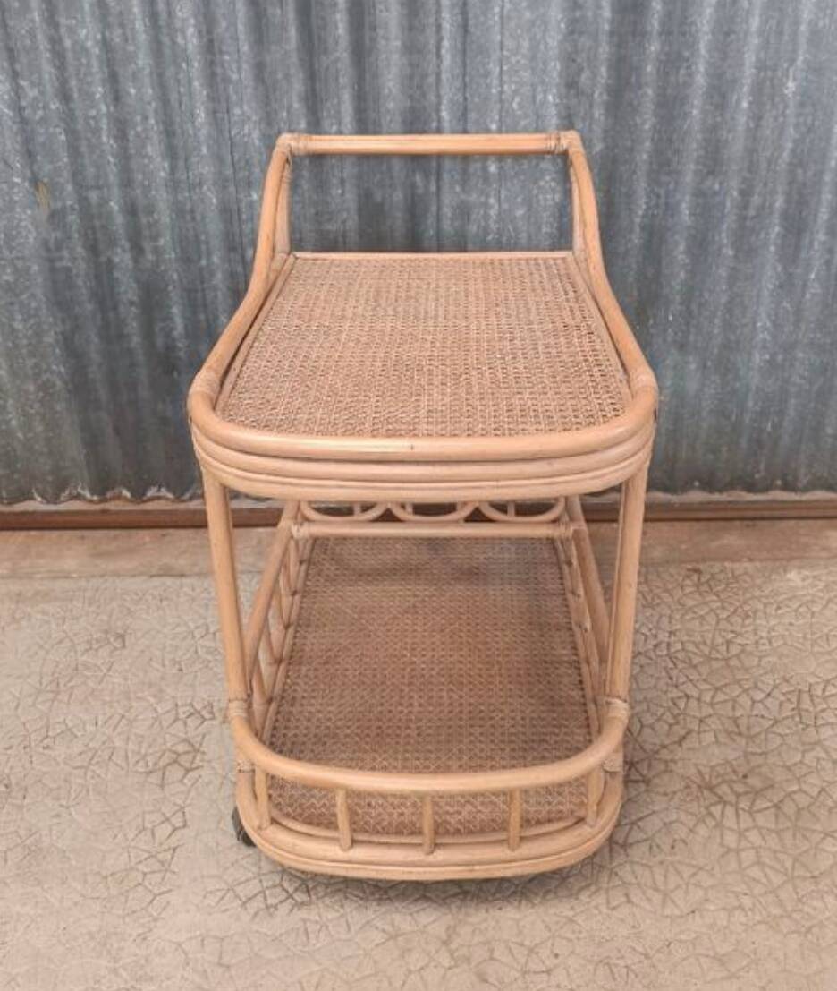 Vintage rattan wicker bar dessert table