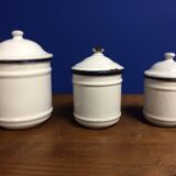 Enamelled kitchen coffee maker, ladle holder, spice jars set