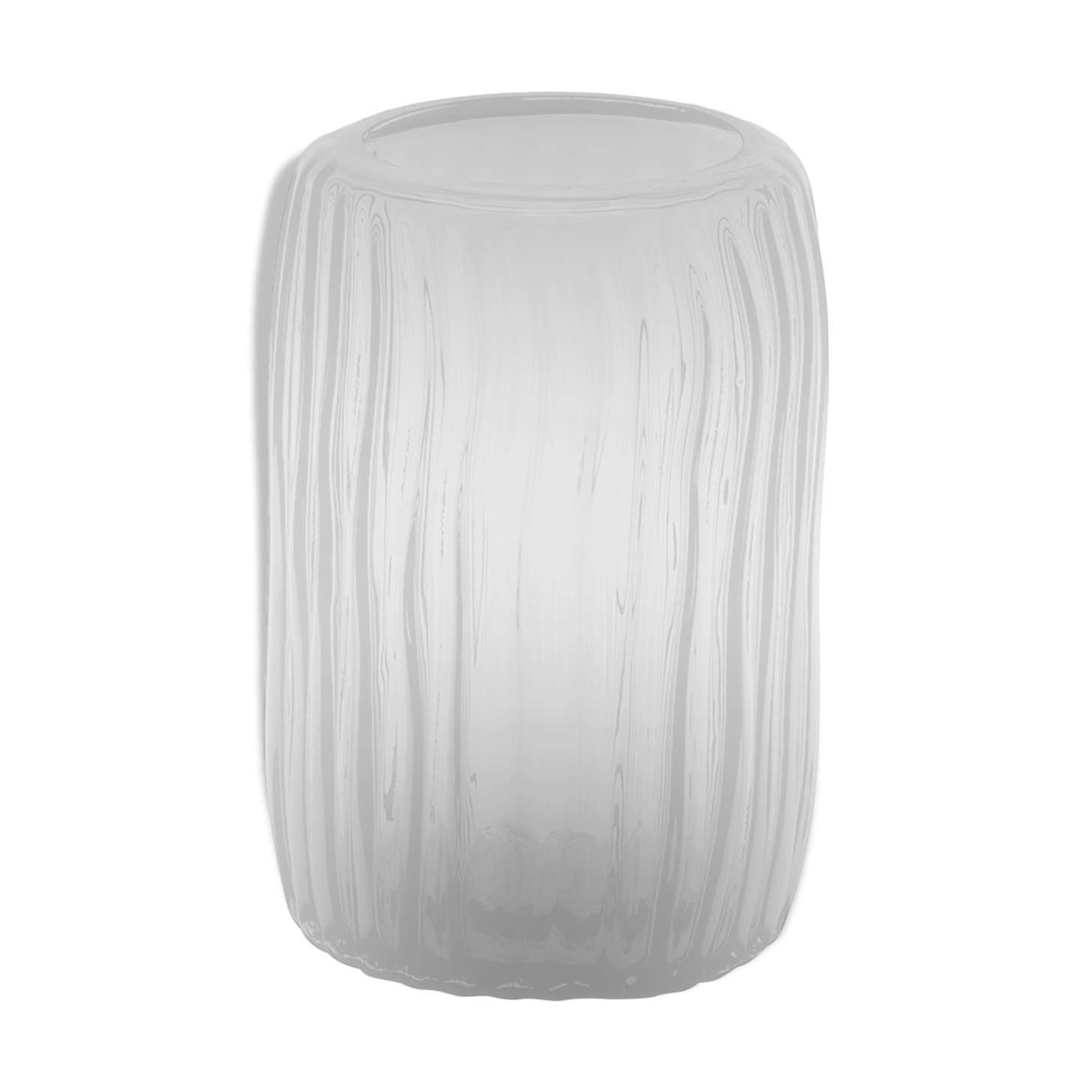 Dark gray fluted glass vase 20cm