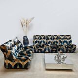 Vintage velvet modular lounge sofa 'Geometric lines'