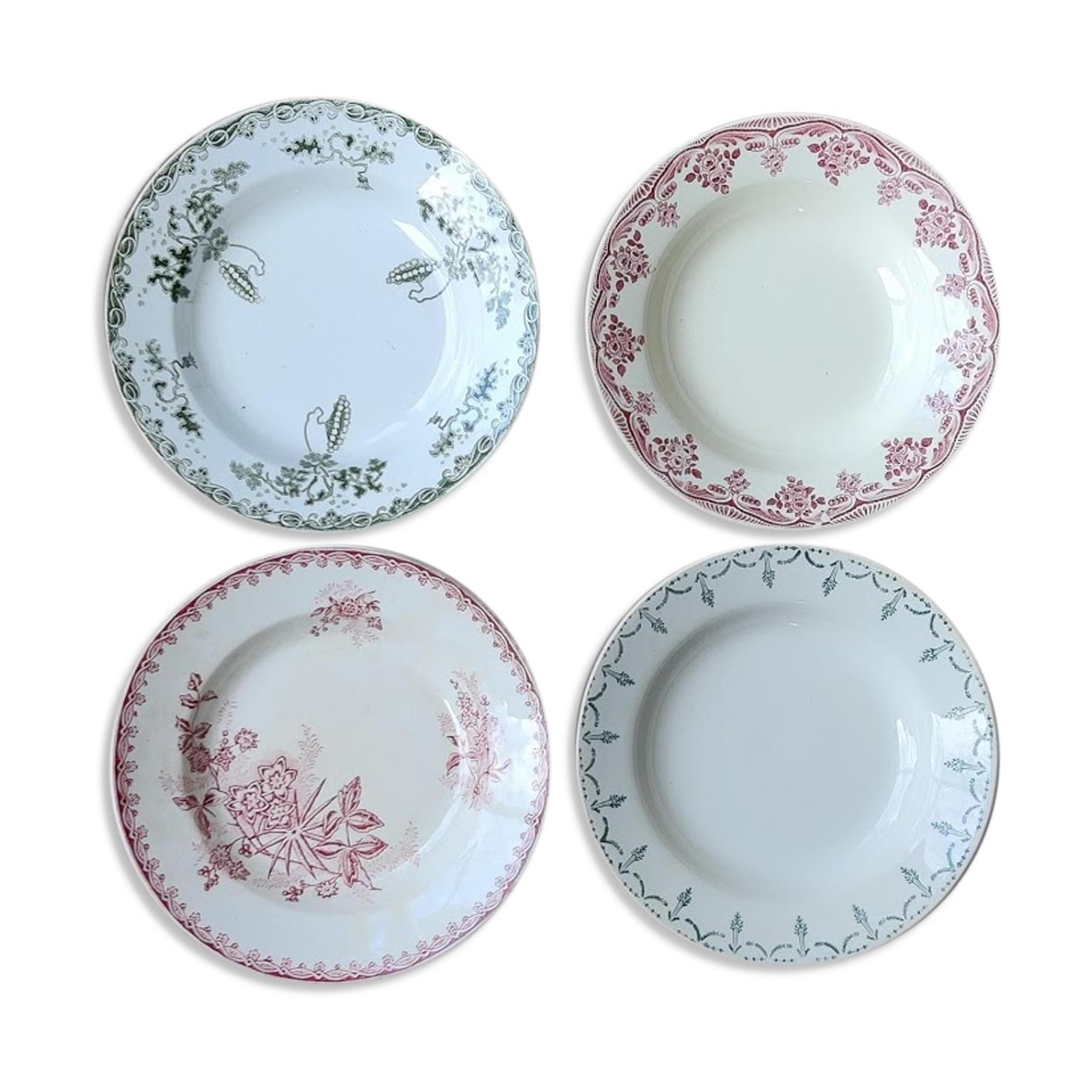 Set of four hollow plates iron earth