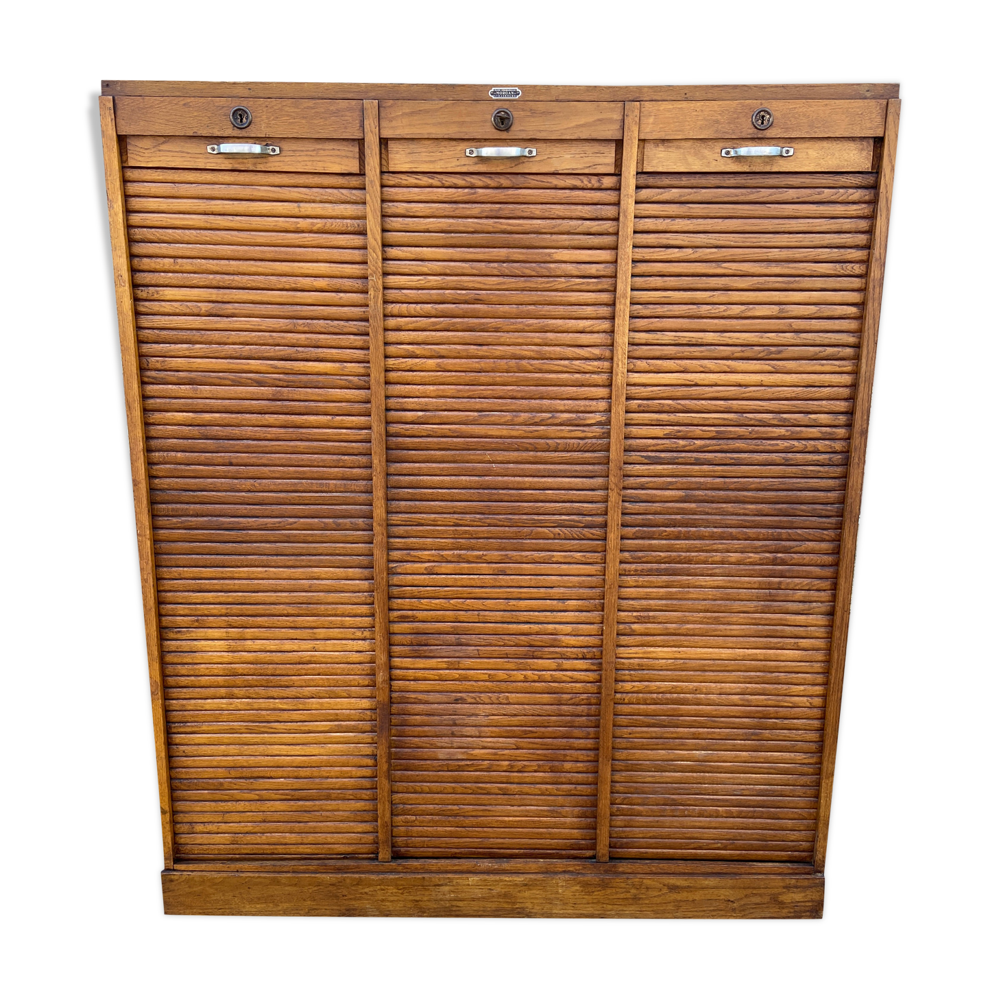Vintage sliding curtain binder cabinet