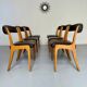Set of 6 Baumann curved wood and imitation leather chairs, gondola model, 70s