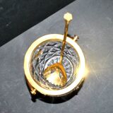 Vintage crystal ice bucket and gold frame "cristal ga" and cocktail ice cube spoon