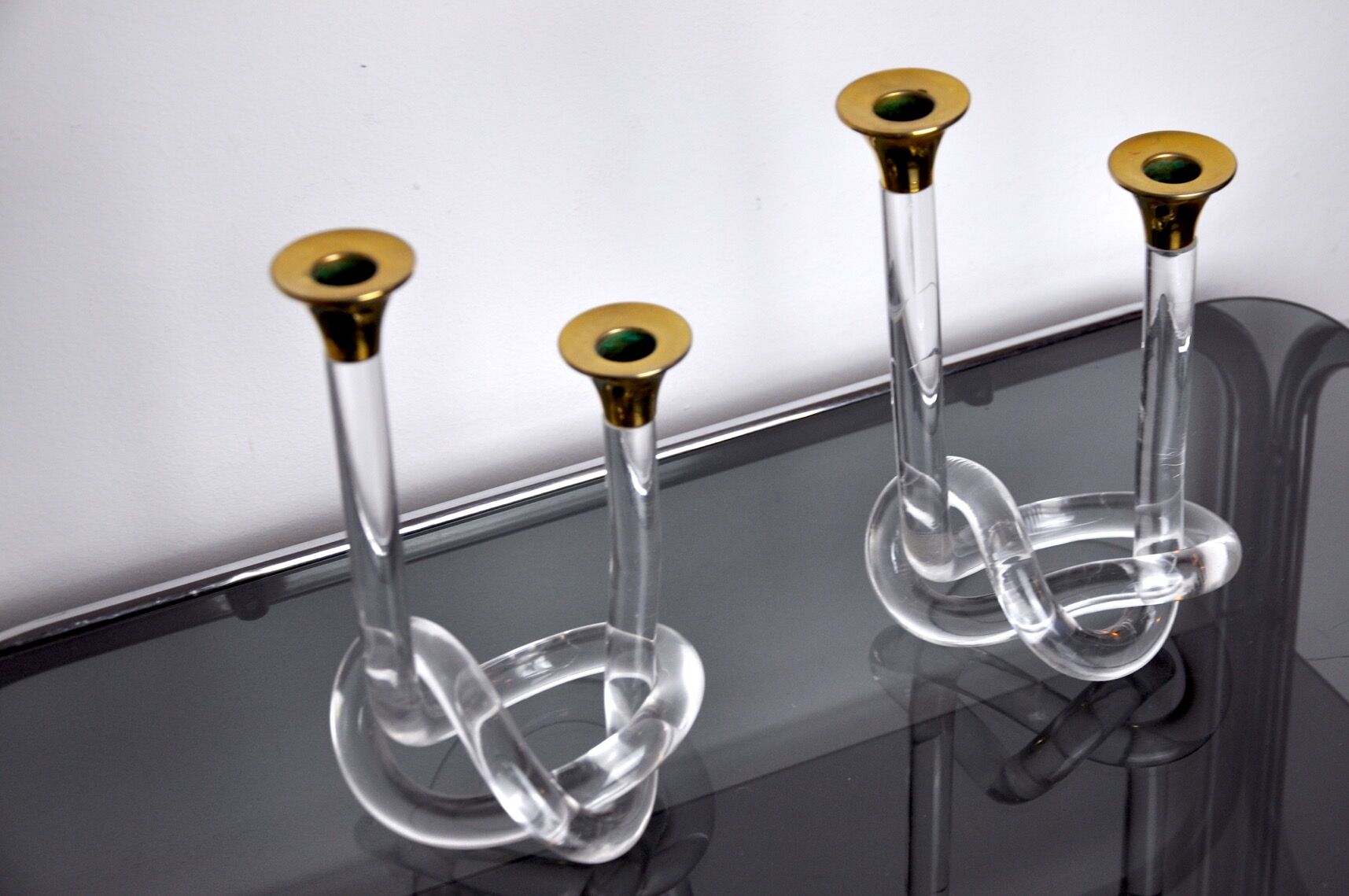 Pair of candle holders Dorothy Thorpe, lucite, 1970