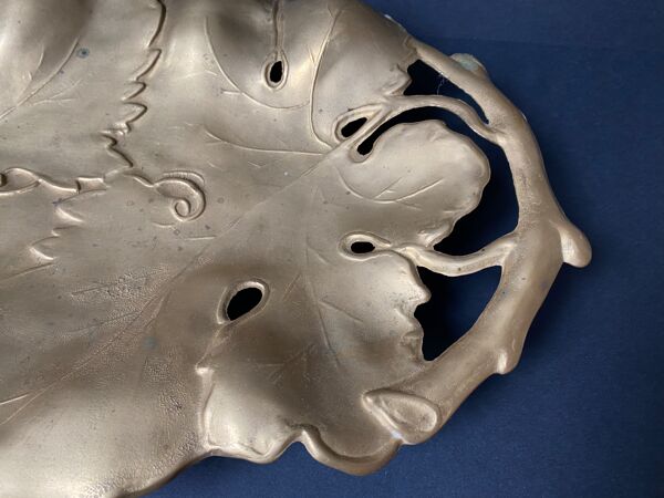 Vide-poches en bronze feuilles de vigne vintage art nouveau