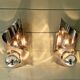 Pair of brushed aluminum wall lights, 1970s