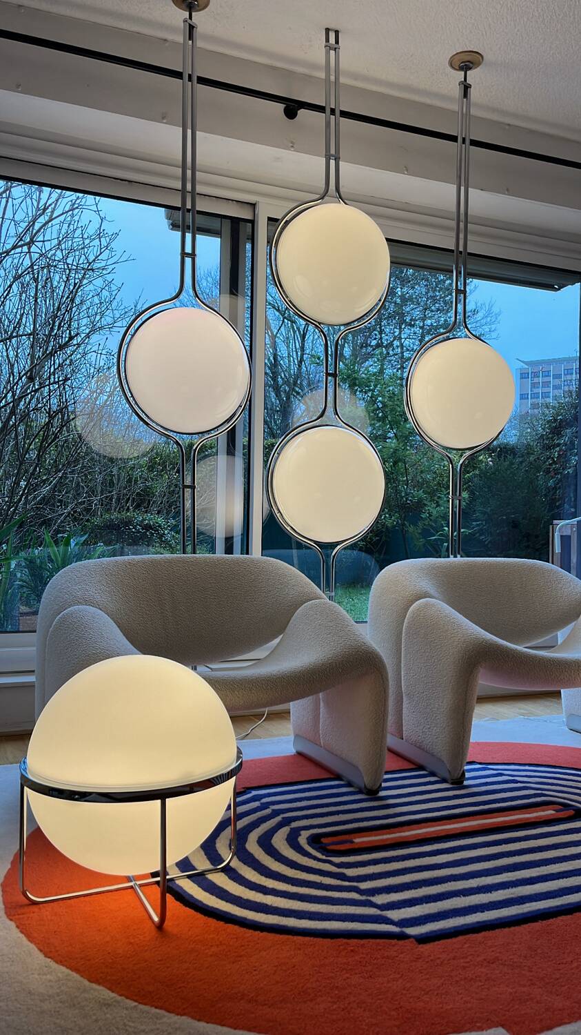 Garrault Delord Prisunic Monoprix design lamp limited edition 210 copies signed vintage Space Age opaline