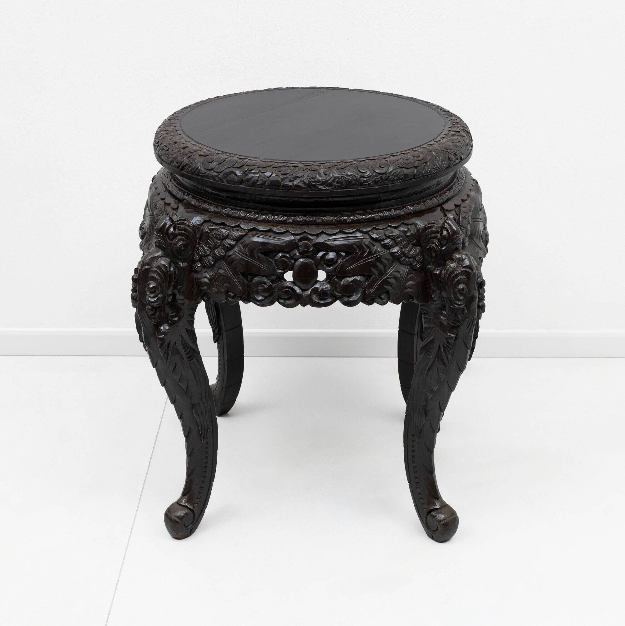 Chinese Qing Dynasty Carved Dragon Table, Ebonized Hardwood