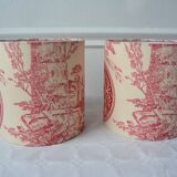 Pair of red toile de Jouy lampshades
