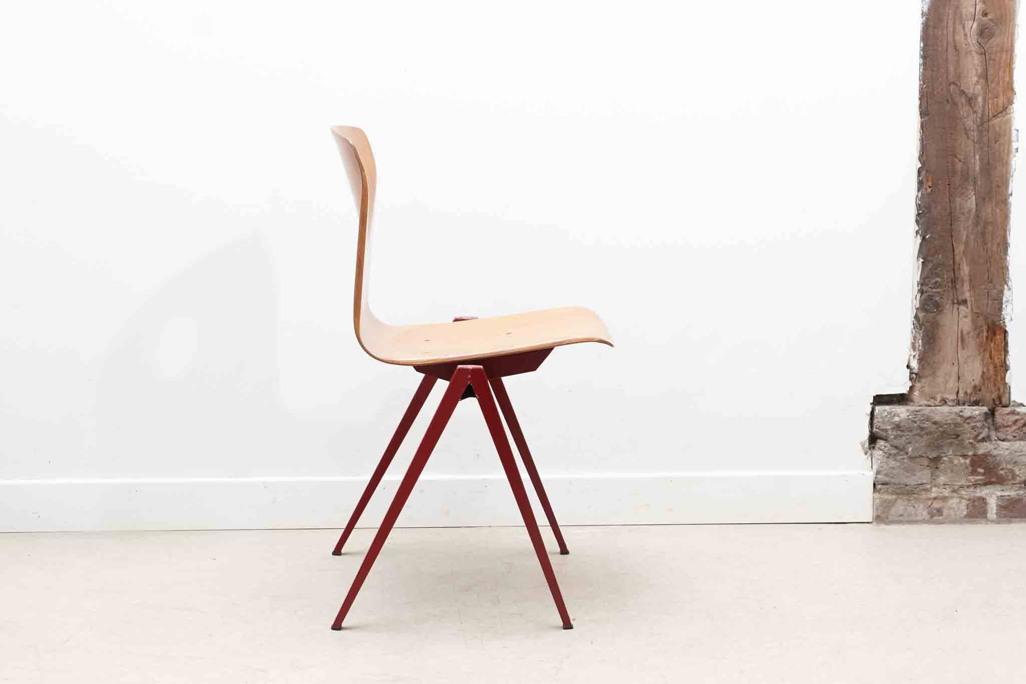 Vintage Galvanitas S22 chair, beech and red