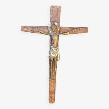 Christ à poser en bronze et bois