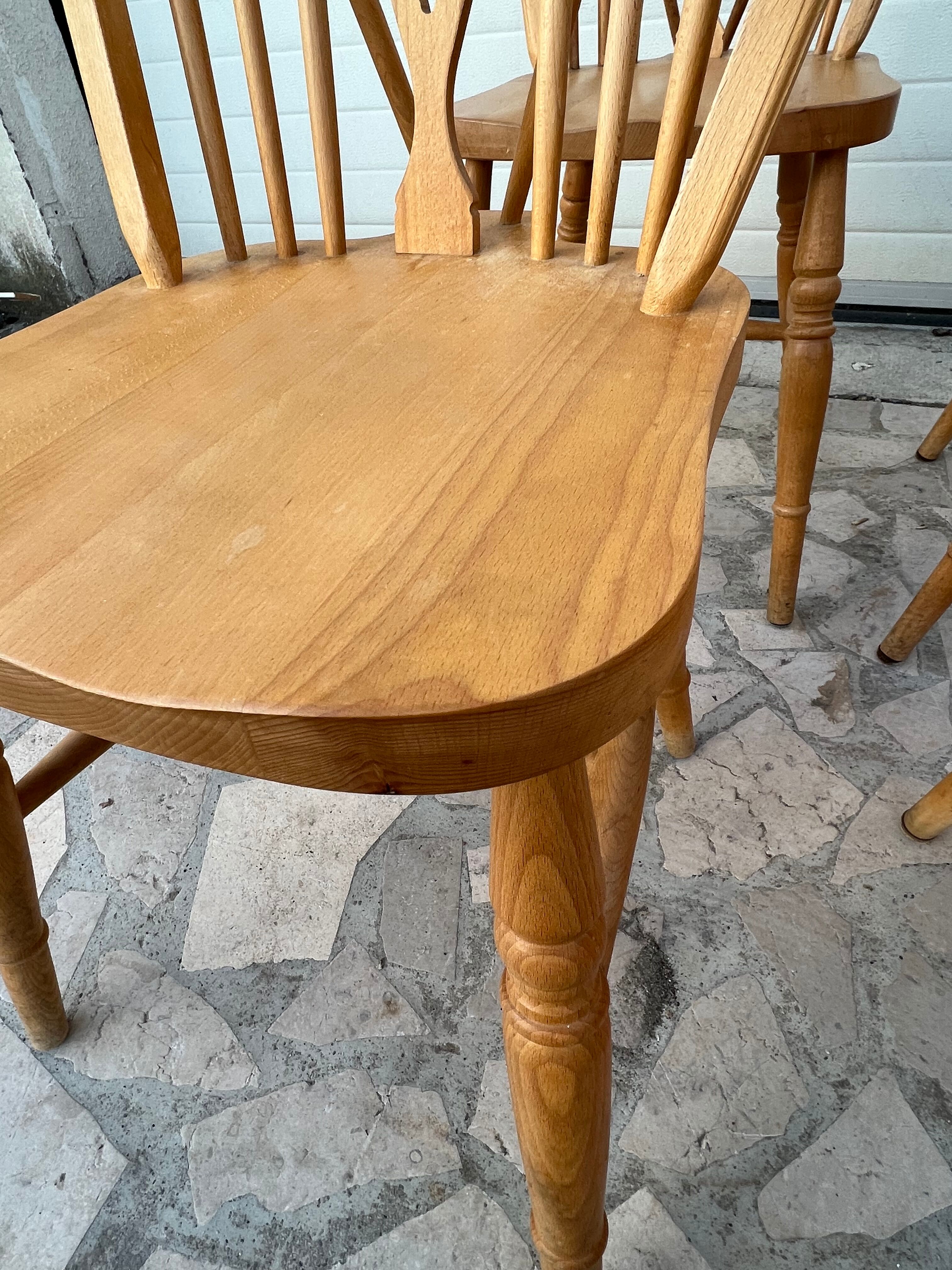 6 chairs bistro windsor wheelback in vintage beech baumann coffee