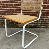 Cesca chair b32 model in white and wood by Marcel Breuer