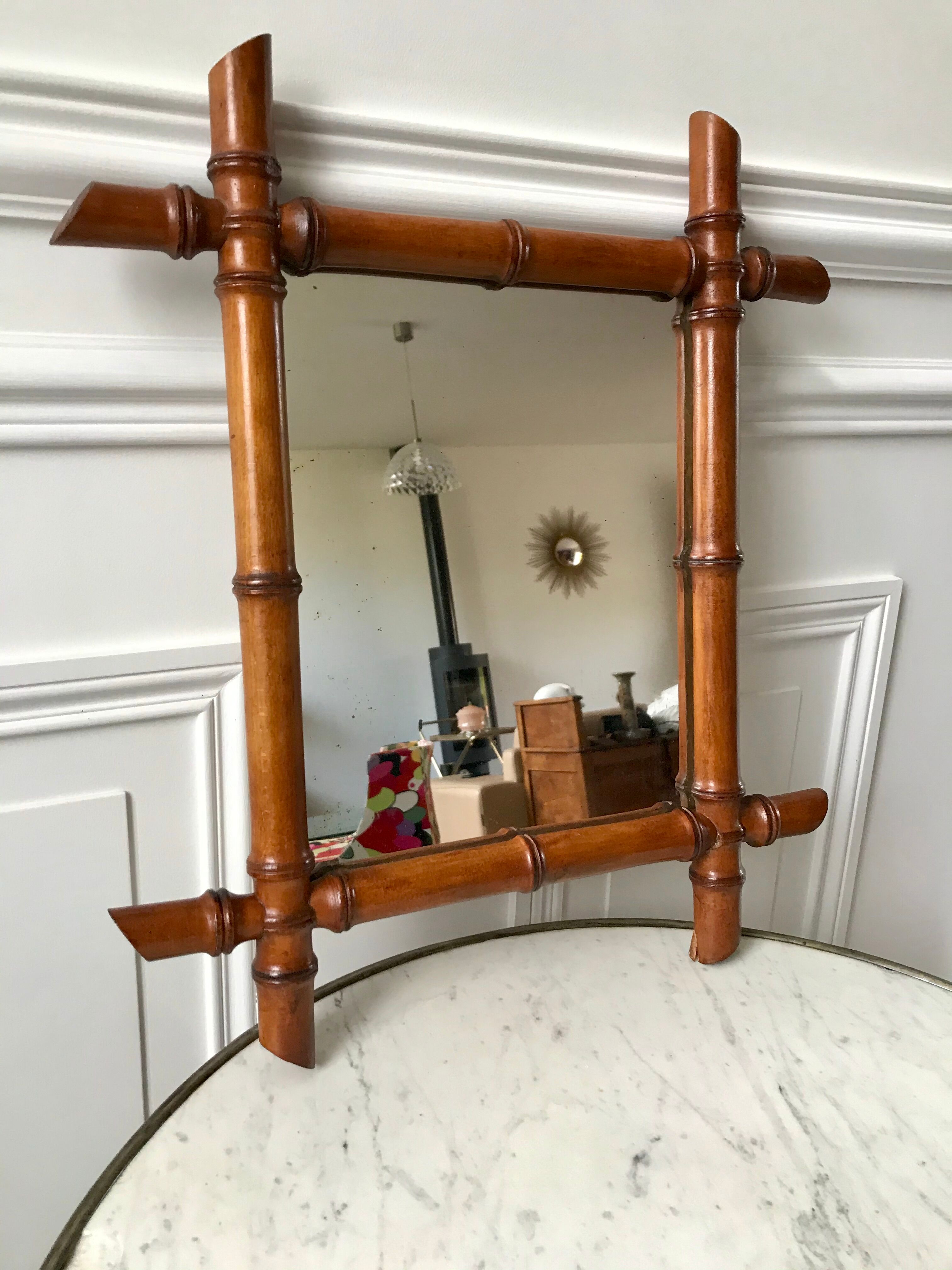 Wooden barber mirror Bamboo style 20-30s