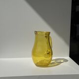 Vintage yellow glass pitcher H20.5