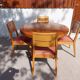 round or oval table with extension, central leg, vintage Baumann design
