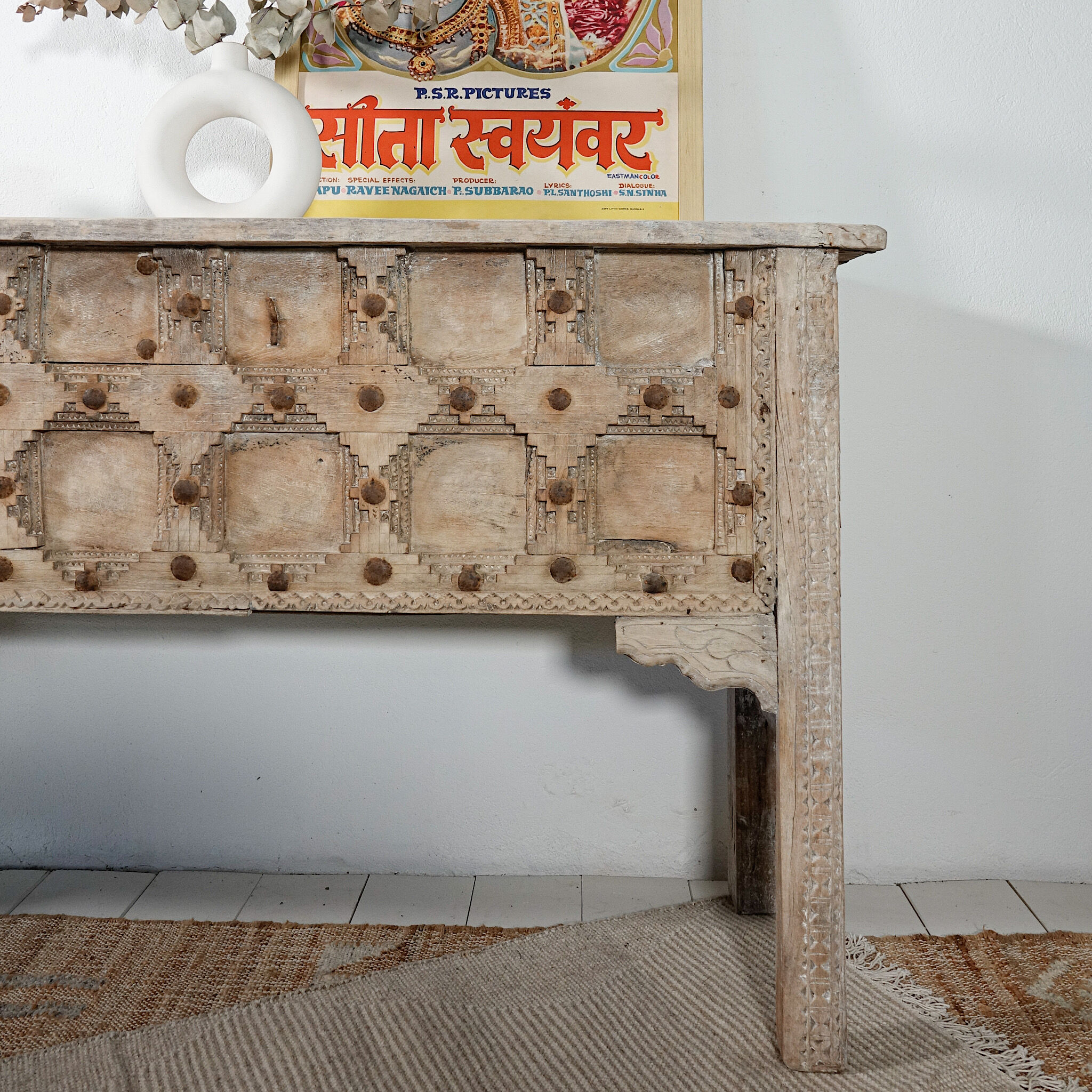 Carved wooden console