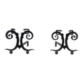 Paire de Chenets en Fer Forgé Modèle aux Serpents dans le Goût d’Edgar Bran