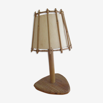 Lampe rotin vintage années 50 60