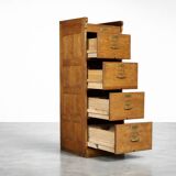 Vintage Industrial English Oak Filing Cabinet with Drawers, 1920s
