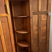 Small English oak wardrobe from the early 20th century with unusual proportions, a rarity.