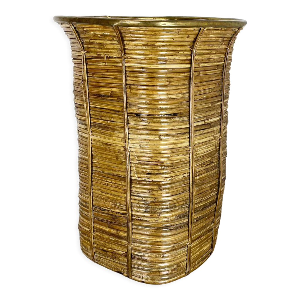 Poubelle De Table En Laiton Sculpté Main - Style Antique, 29 Cm (11.5") H, Motif Nature, Doré - Neuf