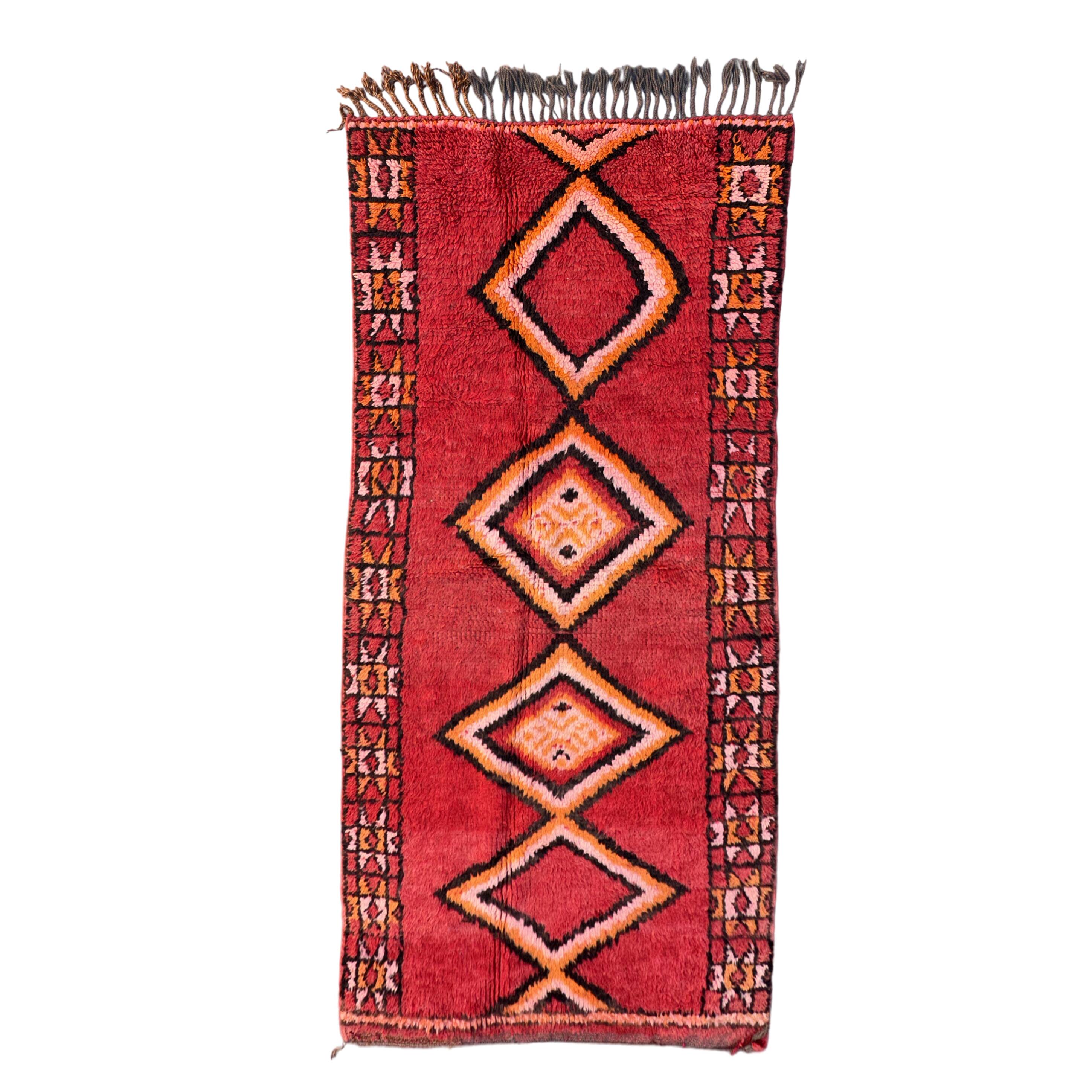 Red Boujad Moroccan rug - 224 x 113 cm