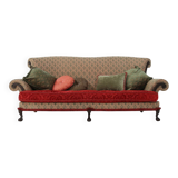 Large Victorian Sofa and Matching Ottoman, United Kingdom, 1890s