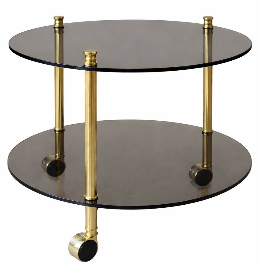 Table desserte laiton et verre-roulettes — style Art Déco