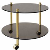 Table desserte laiton et verre-roulettes — style Art Déco