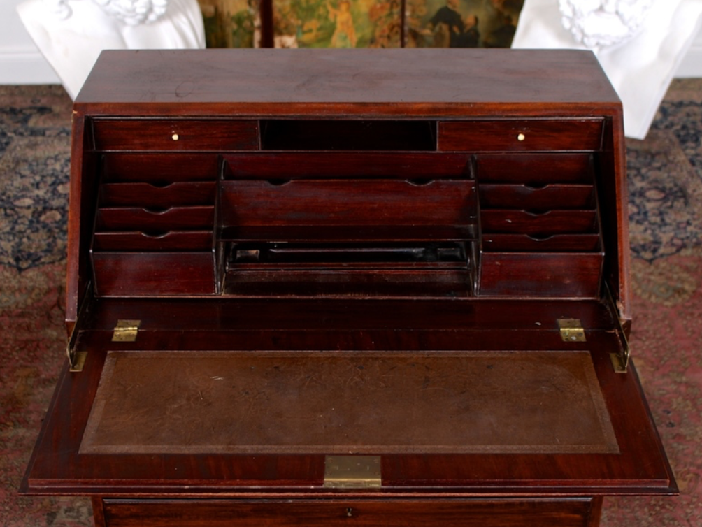 Antique Edwardian carved mahogany desk