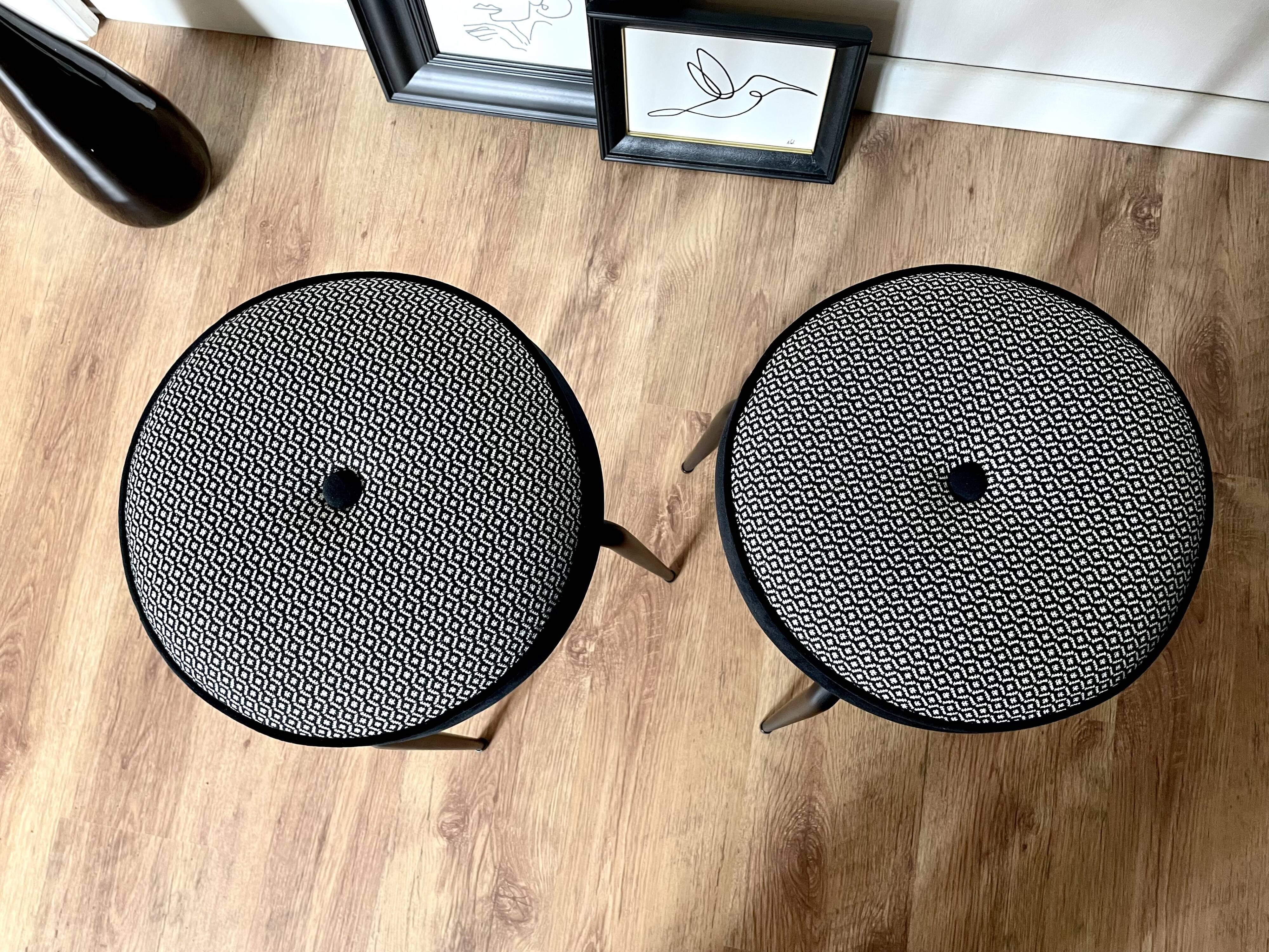 Black and white stools