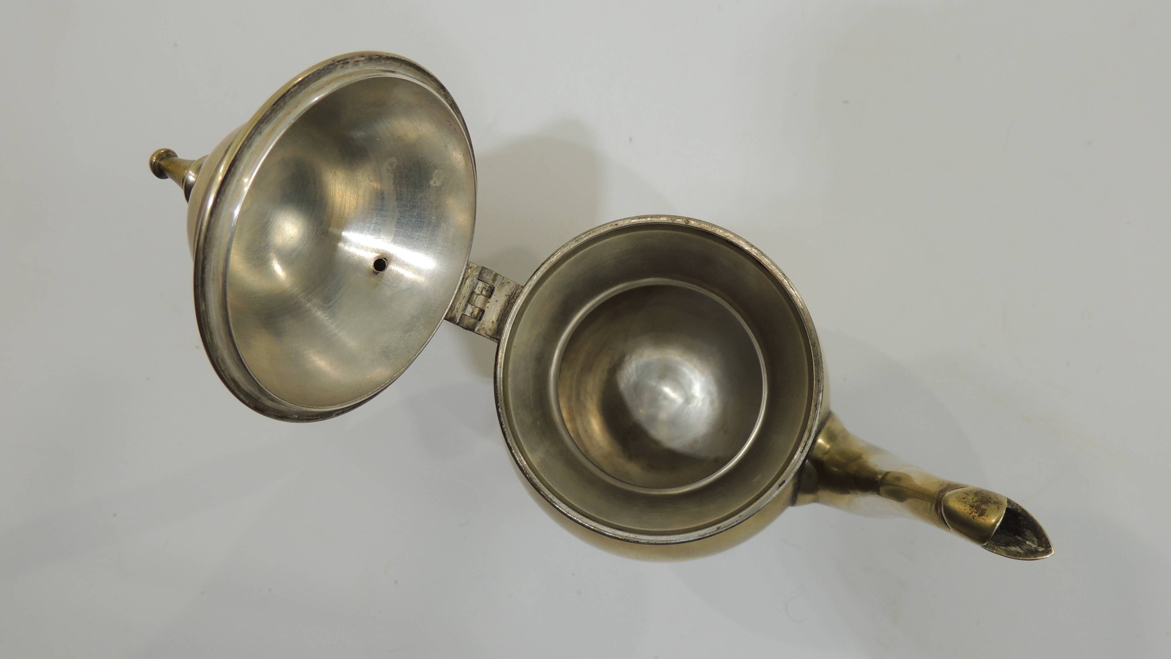 Solid brass teapot, vintage French / 20th century