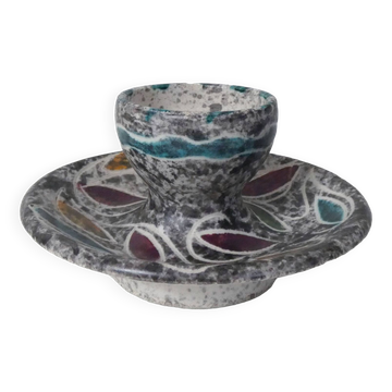 Vallauris ceramic eggcup signed Yvan Borty