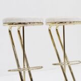 Vintage Italian bar stools in brass , set of 2