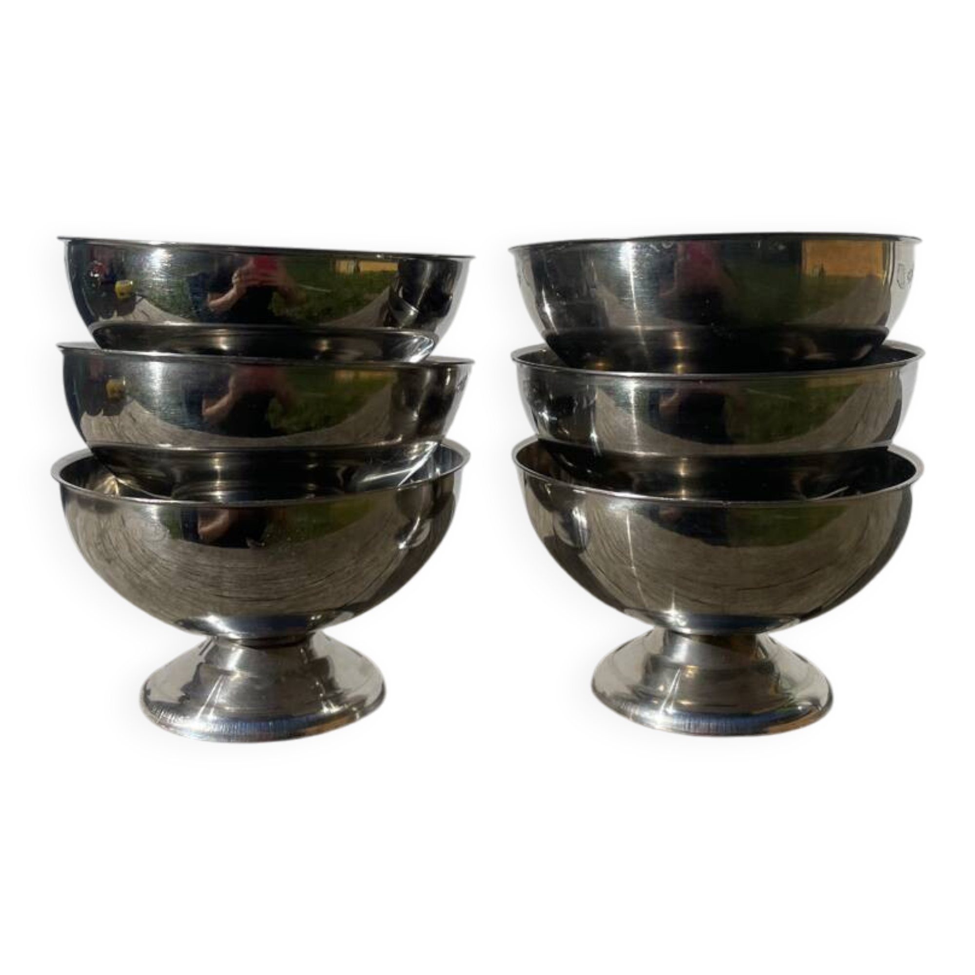 6 stainless steel bowls 1970